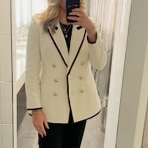 Express Women's Cream Blazer with Black Accents
